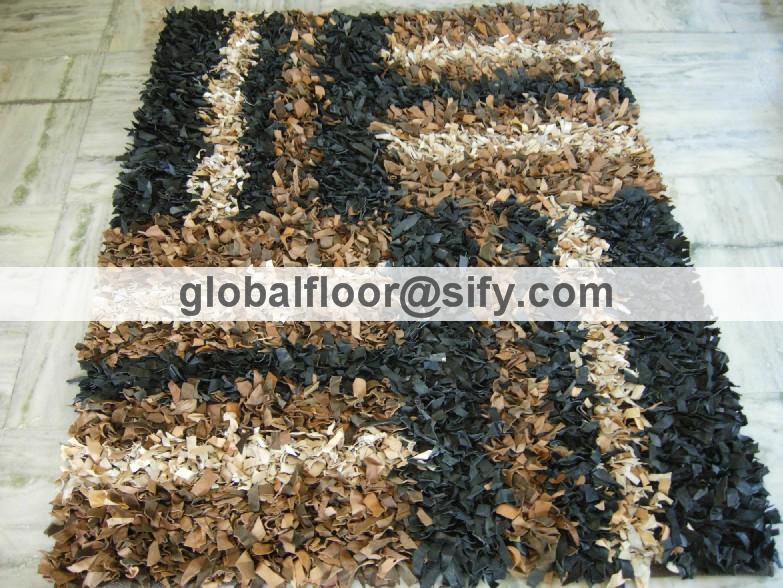 Gff-4284 leather shaggy rug-VH design 